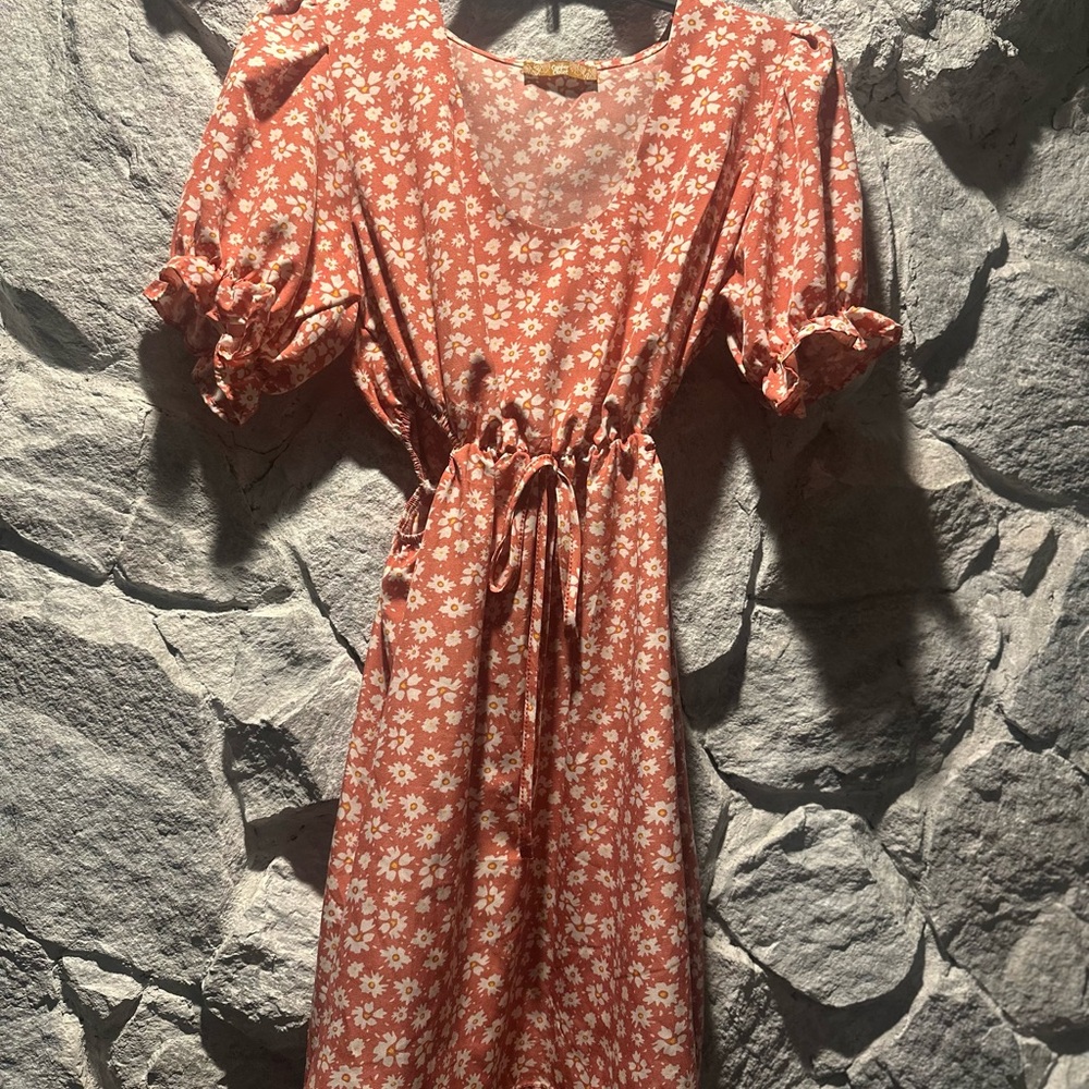 Floral Puff Sleeve Dress in Pink